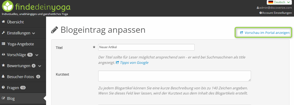 Vorschaulink f&uuml;r noch nicht ver&ouml;ffentlichte Blogartikel