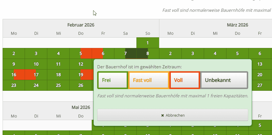 Manuelle Verfügbarkeit eintragen Manuelle Verfügbarkeit eintragen