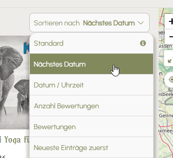 Sortierung nach nächstem Datum Sortierung nach nächstem Datum