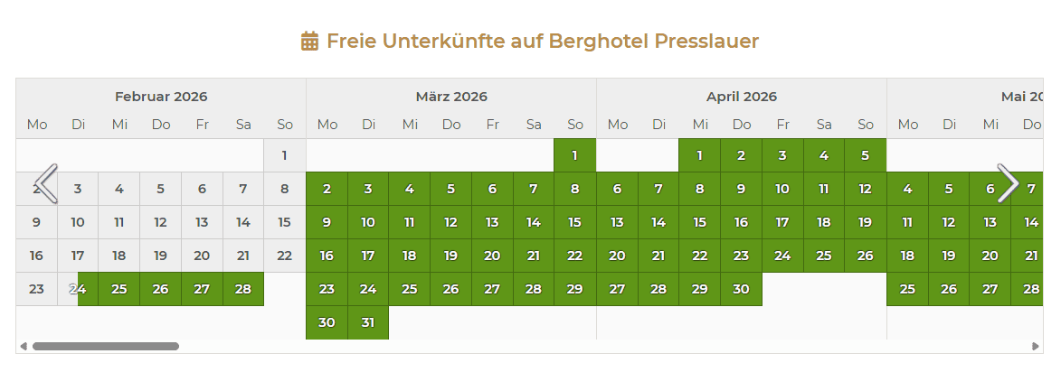 Verfügbarkeitskalender auf der Profilseite Verfügbarkeitskalender auf der Profilseite
